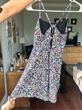 Aeropostale Black Floral Spaghetti Strap Dress